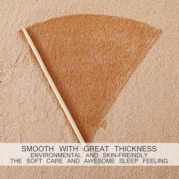 Soft Queen Size Blanket All Season Warm Fuzzy Microplush Lightweight Thermal Fleece Blankets for Couch Bed Sofa,90x90 Inches,Camel