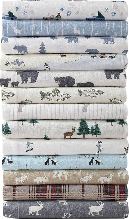Eddie Bauer - King Sheets, Cotton Flannel Bedding Set, Brushed For Extra Softness, Cozy Home Decor (Rookeries, King)