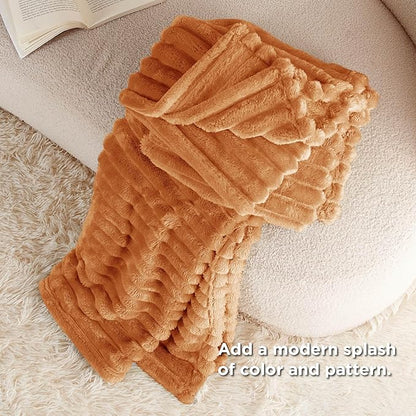 Bedsure GentleSoft Burnt Orange Fall Throw Blanket for Couch - Cozy Soft Blankets for Women, Cute Small Fall Throws for Girls, Orange, 50x60 Inches