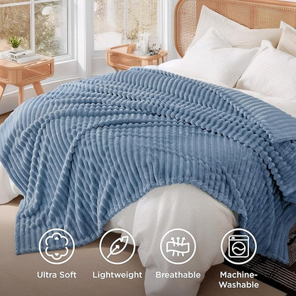 Bedsure GentleSoft King Blanket for Couch - Cozy Soft Blankets for Women, Cute Large Throws for Girls, Ashley Blue, 108x90 Inches