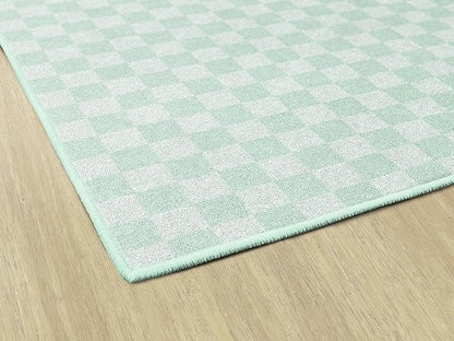 Flagship Carpets Schoolgirl Style Mint Checkerboard Educational Area Rug for Kids Room Seating Décor, Children's Classroom, Play Carpet for Teaching and Playroom, 5' x 7'6", Green