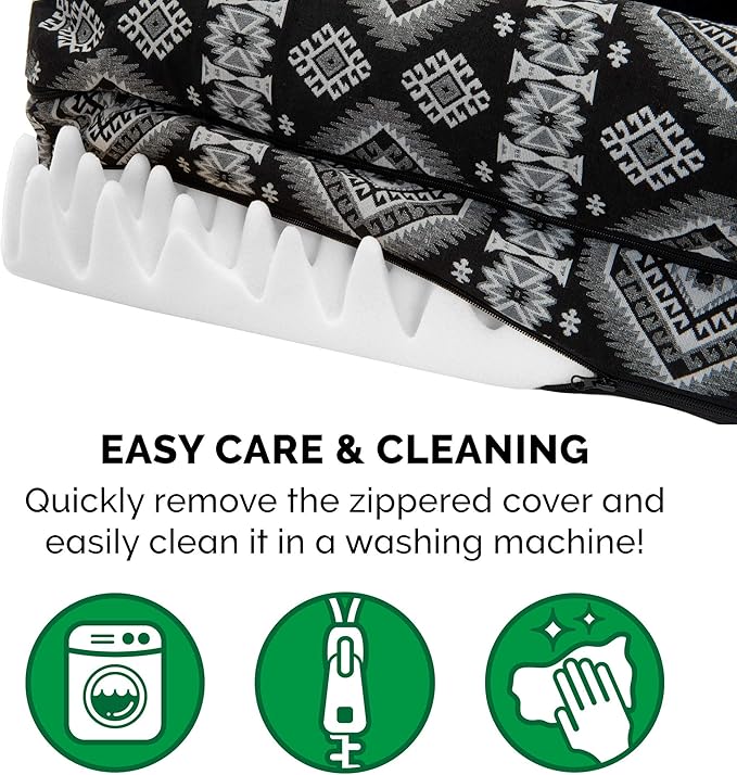 Furhaven Orthopedic Dog Bed for Large/Medium Dogs w/ Removable Bolsters & Washable Cover, For Dogs Up to 55 lbs - Plush & Southwest Kilim Woven Decor Sofa - Black Medallion, Large-Mewly Pet