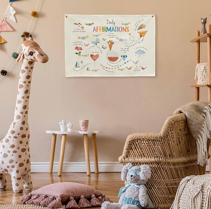 Mental Health Inspirational Rectangular Banner Flag Wall Sign Decor for Boy Girl Kid Teen,Classroom Therapy Office Homeschool Reading Room Bedroom Decor-Daily Affirmation-Birthday Christmas Gift