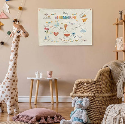 Mental Health Inspirational Rectangular Banner Flag Wall Sign Decor for Boy Girl Kid Teen,Classroom Therapy Office Homeschool Reading Room Bedroom Decor-Daily Affirmation-Birthday Christmas Gift