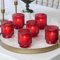 Kate Aspen Vintage Ribbed Red Glass Tealight & Votive Candle Holders (Set of 6), Fall Decor, Boho Decor, Shelf Decoration (27206RD)