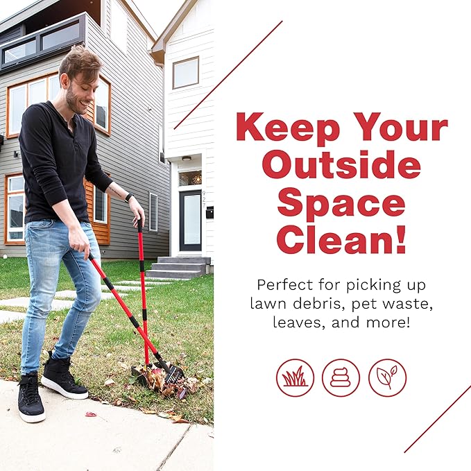 Pooper Scooper for Large Dogs, Small Dogs and Horses, Metal Poop Scooper Set with Long Handle Rake and Tray for Yard, Grass, Dirt or Gravel, Heavy Duty Aluminum Poop Picker Upper-Mewly Pet