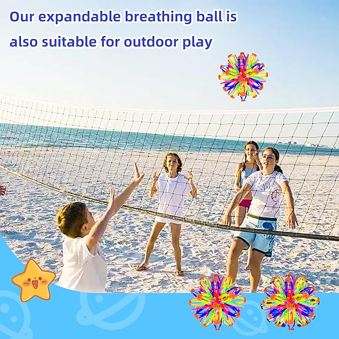 2Pcs Colorful Sphere Expandable Breathing Balls Fidget Toy-Stress Reliever ,Collapsible Expanding Magic Ball Toys from 6" to 12"for Kids & Adults Mindfulness Meditation Practices,Yoga -ADHD-Mewly Pet