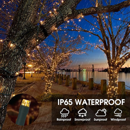 Solar String Lights Outdoor, 2 Pack 79FT 200 LED Waterproof Solar Christmas Lights with 8 Lighting Modes for Tree Yard Garden Party Xmas Decorations