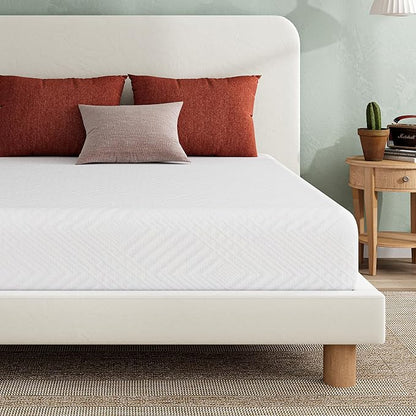 EGO 8 Inch Full Memory Foam Mattress - Green Tea & Cooling Gel, Medium Firm, CertiPUR-US Certified, Double Mattress, 54"x75", White