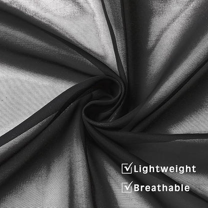 OVZME Voile Sheer Window Privacy Curtains, Rod Pocket Elegant Airy Sheer Curtains Drapes for Living Room/Bedroom, Black, W42 x L63, 2 Panels