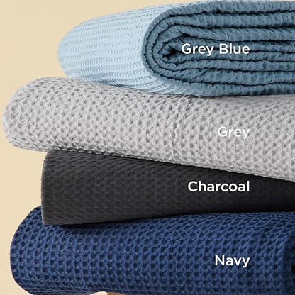 Bedsure Cotton Duvet Cover Queen - 100% Cotton Waffle Weave Grey Duvet Cover Queen Size, GentleSoft™ and Breathable Bedding Set for All Season, 3 Pieces, 90"x90"