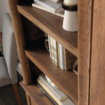 Sauder Palladia Library with Doors/Book Shelf, L: 29.37" x W: 13.90" x H: 71.85", Vintage Oak