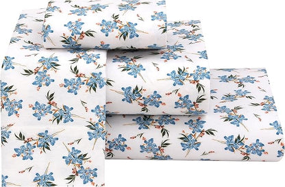RUVANTI Flannel Sheets Full Size - 100% Cotton Double Brushed Bed Sheets Set, Deep Pockets 16 Inches, All Seasons Breathable & Extra Soft Full Sheets, Warm & Cozy, 4 Piece, Cloud Nine
