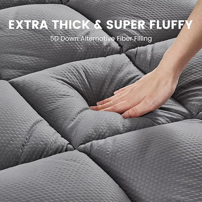 SLEEP ZONE Extra Thick King Mattress Topper for Back Pain, Plush Breathable Thick Mattress Pad Cover, Down Alternative Soft Bed Topper with Elastic Fitted Deep Pocket