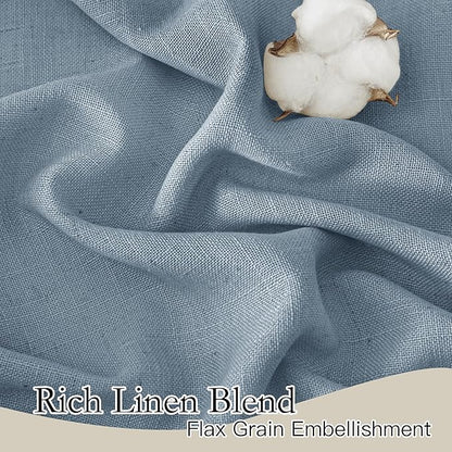 RYB HOME Semi Sheer Curtains for Closet Kitchen, Semi Translucent Privacy Protection Light Filtering Decorative Short Small Window Drapes for Bedroom, W 52 x L 45 inches, Dusty Blue, 2 Panels