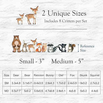 Back40Life Forest Critters Painted Wooden Animal Cutout Shapes (Acrylic Small + Stand (Bundle of 8))