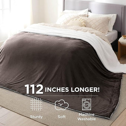 Bedsure GentleSoft Sherpa Fleece Oversized Cal King Blankets for Bed - Thick and Warm Throw for Women and Men, Soft Fuzzy Plush Large Blanket for Winter, Brown, 112x98 Inches