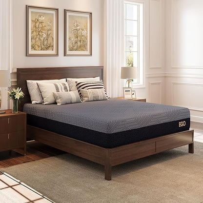 EGOHOME 10 Inch Twin XL Mattress, Copper Gel Cooling Memory Foam Mattress for Back Pain Relief,Therapeutic Single Mattress Bed in a Box, Made in USA, CertiPUR-US Certified, 38x80x10 Black