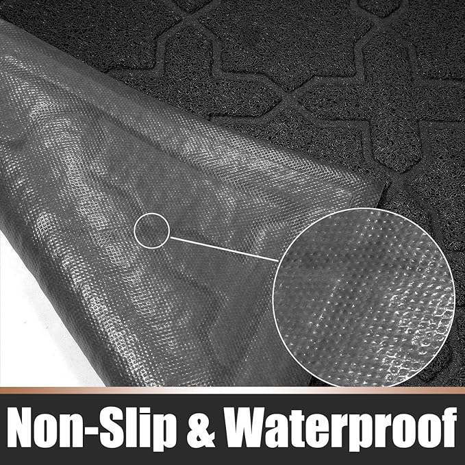 Yimobra Cat Litter Mat, 47"x36" Litter Box Mat with Litter Lock Mesh, Soft Cat Litter Mat Litter Trapping Mat, Easy to Clean, Non-Slip, Water Resistant, Litter Free Floors, Black-Mewly Pet