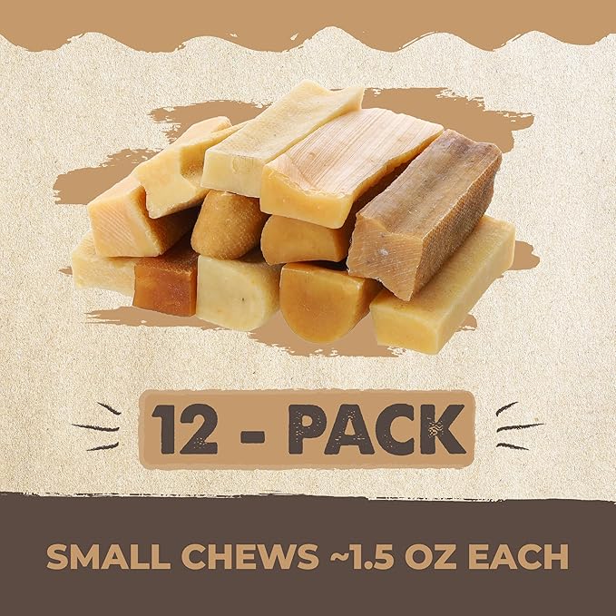 Mighty Paw Yak Cheese Chews for Dogs | All-Natural Long Lasting Pet Treats. Odorless and Great for Oral Health. Limited-Ingredient Chews for Puppies & Power-Chewers (Small, 12 Pack)-Mewly Pet