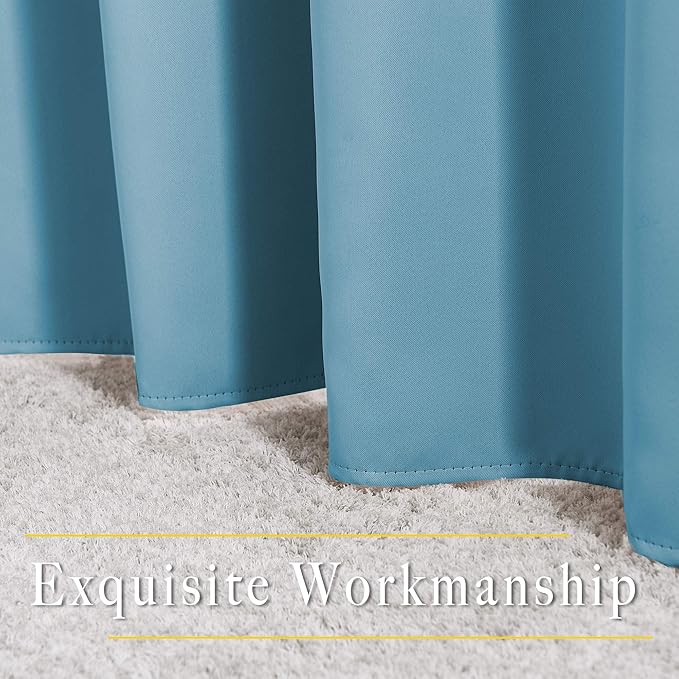 NICETOWN Room Darkening Curtains for Living Room, Grommet Window Treatment Thermal Insulated Solid Sound Reducing Drapes for Bedroom, Teal Blue, Set of 2, W52 x L102