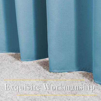 NICETOWN Room Darkening Curtain Panels - Home Fashion Ring Top Thermal Insulated Room Darkening Curtains for Bedroom/Living Room (2 Panels, 80" Wide by 95" Long, Teal Blue)