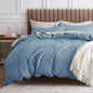Bedsure Cotton Duvet Cover King - 100% Cotton Waffle Weave Grey Blue Duvet Cover King Size, GentleSoft™ and Breathable Bedding Set for All Season, 3 Pieces, 104"x90"