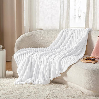 Bedsure GentleSoft White Throw Blanket for Couch - Cozy Soft Blankets for Women, Cute Small Throws for Girls, 50x60 Inches