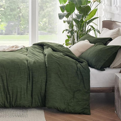 Bedsure California King Comforter Set - Dark Green Soft Bedding for All Seasons, Cationic Dyed Bed Set, 3 Pieces, 1 California King Size Comforter (104"x96") and 2 Pillow Shams (20"x36"+2")