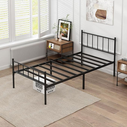 Twin Bed Frame-Classic Metal Platform Bed Frame,Mattress Foundation with Steel Slat Support,Under Foundation Storage,No Box Spring Needed, Easy Assembly, Twin Size