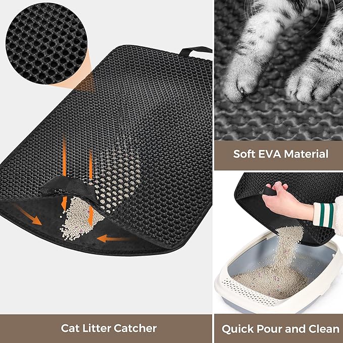 Cat Litter Box Enclosure with Litter Trapping Mat; Handwoven Plastic Rattan Kitten House; No Installation Hidden Cat Washroom; Pet Crate for Balcony,Bedroom,Living Room-Mewly Pet
