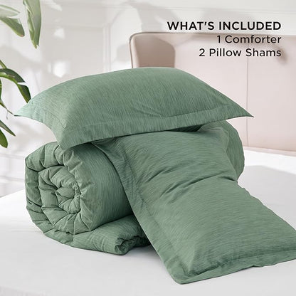 Bedsure Full Comforter Set - Green Soft Bedding for All Seasons, Cationic Dyed Bed Set, 3 Pieces, 1 Full Size Comforter (82"x86") and 2 Pillow Shams (20"x26"+2")