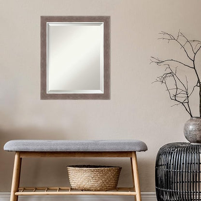 Amanti Art Brown Bathroom Mirror for Over Sink, 23x19 Noble Mocha Rectangle Vanity Mirror, Small Casual Frame, Hangs Horizonally and Vertically, Bathroom Wall Decor, Beveled Edge