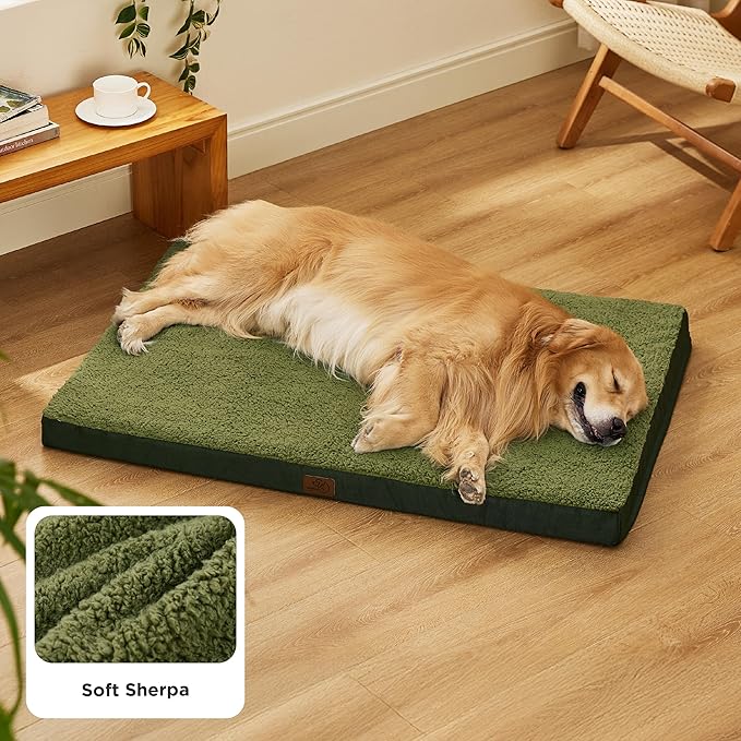 Bedsure XL Dog Beds Large Sized Dog -Orthopedic Flat Extra Large Pet Beds with Removable Washable Cover, Egg Crate Foam Mat, Suitable for Pet Up to 100 lbs-Mewly Pet