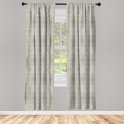 Ambesonne Grey Curtains, Victorian Lace Flowers and Leaves Retro Background Old Fashioned Graphic, Window Treatments 2 Panel Set for Living Room Bedroom, Pair of - 28" x 95", Warm Taupe