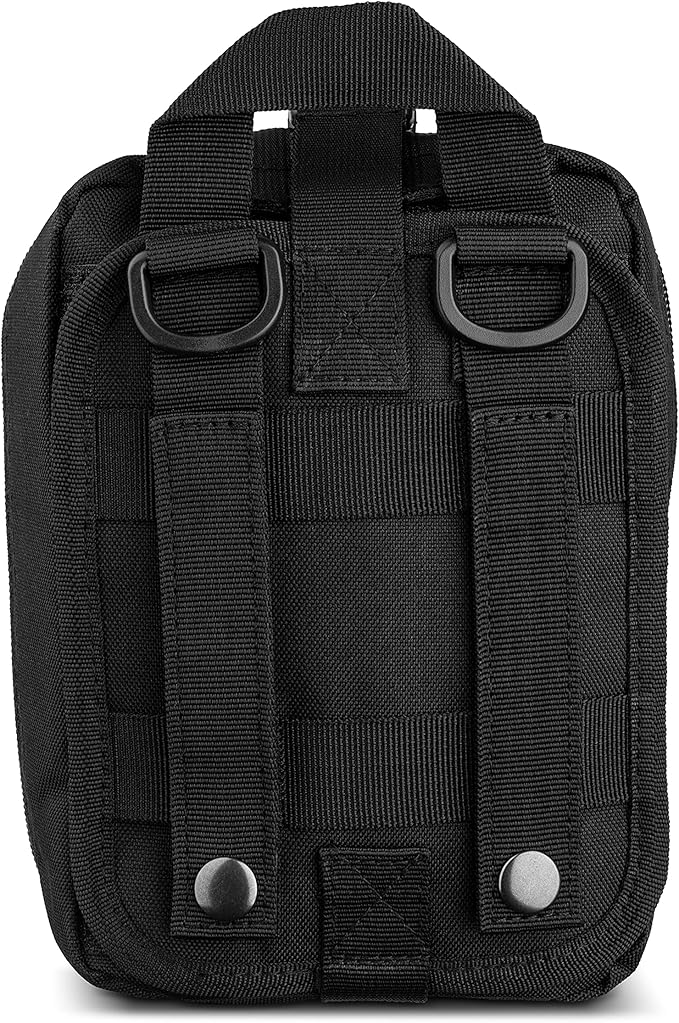 Scherber Premium IFAK Kit Trauma Pack | HSA/FSA Approved | Fully Stocked MOLLE Pouch w/CAT Tourniquet, HyFin Chest Seal, & Israeli Bandage | Trauma Kit for Gunshot, Bleeding, Major Wound Care (Black)-Mewly Pet
