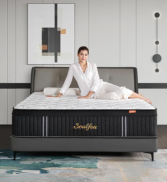 Queen Mattress,12 Inch Queen Size Mattresses Memory Foam Hybrid Black Mattress in a Box,with Provide Support and Improve Sleep Mattresses,Medium Firm,CertiPUR-US.