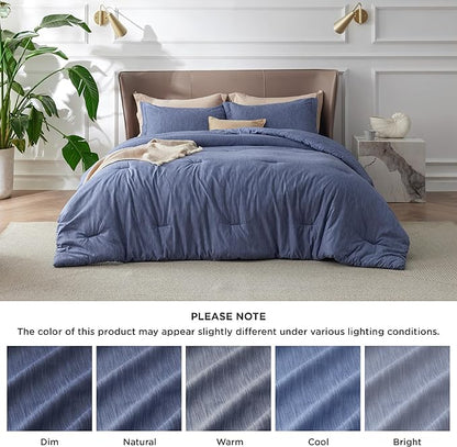 Bedsure California King Comforter Set - Infinity Blue Soft Bedding for All Seasons, Cationic Dyed Bed Set, 3 Pieces, 1 California King Size Comforter (104"x96") and 2 Pillow Shams (20"x36"+2")