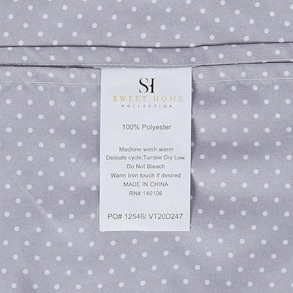 Queen Size Bed Sheets - Breathable Luxury Sheets with Full Elastic & Secure Corner Straps Built In - 1800 Supreme Collection Extra Soft Deep Pocket Bedding Set, Sheet Set, Queen, Dot Gray