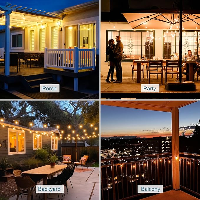 HISTAR 100FT White Outdoor String Lights with 49+2 Led Bulbs, G40 Globe Patio Lights for Backyard Porch Balcony Party Decor