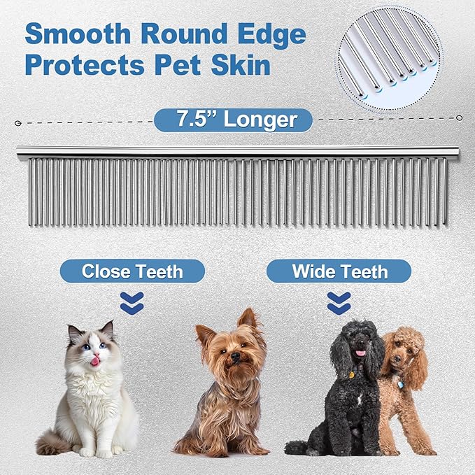 Gimars Titanium Coated Professional 6 in 1 4CR Stainless Steel Dog Grooming Scissors with Safety Round Tip, Heavy Duty Pet Grooming Scissor for Dogs, Cats and Other Animals-Mewly Pet