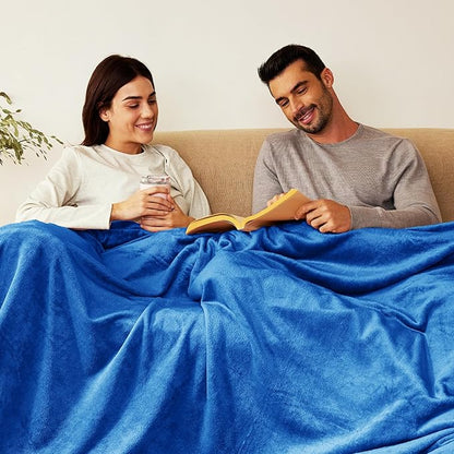 Exclusivo Mezcla Fleece Blanket Twin Size for Bed, Super Soft and Warm, All Season Use, Cozy, Plush, Lightweight, 60x80 Inches Cobalt Blue