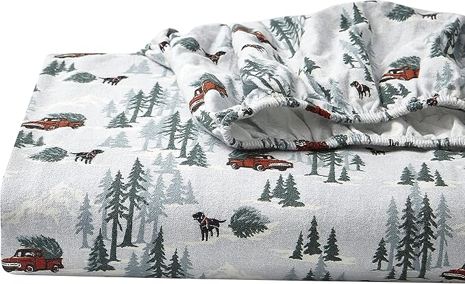 Eddie Bauer - King Sheets, Cotton Flannel Bedding Set, Brushed For Extra Softness, Cozy Home Decor (Tree Farm, King)