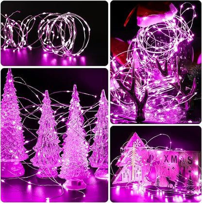 6 Pack LED Fairy Lights 7ft Battery Powered Waterproof, Silver Wire 20 Led Pink Mini String Mason Jar Lights for DIY Wedding Party Bedroom Patio Easter Christmas
