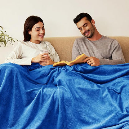 Exclusivo Mezcla Fleece Throw Blanket for Couch, Sofa, 300GSM Super Soft and Warm Blankets, Cobalt Blue Throw All Season Use, Cozy, Plush, Lightweight, 50x60 Inches