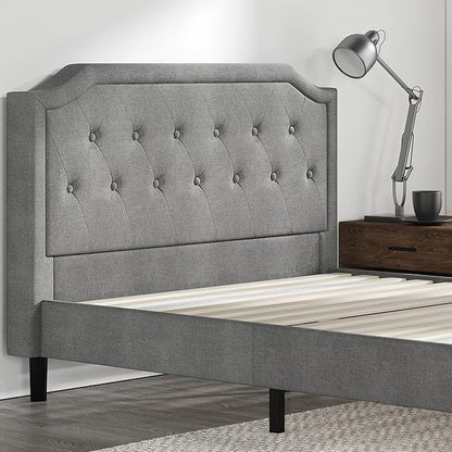 ZINUS Kellen Upholstered Scalloped Platform Bed Frame, Mattress Foundation, Wood Slat Support, No Box Spring Needed, Easy Assembly, Full