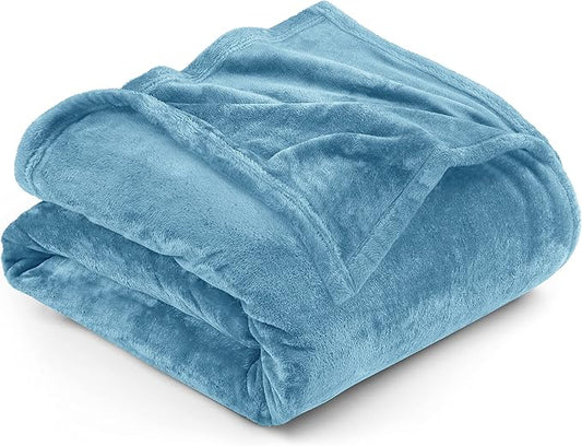 Utopia Bedding Fleece Blanket Queen Size Washed Blue 300GSM Luxury Fuzzy Soft Anti-Static Microfiber Bed Blanket (90x90 Inch)