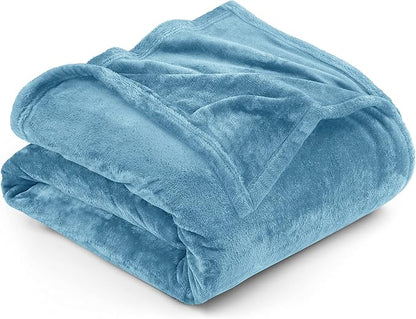 Utopia Bedding Fleece Blanket King Size Washed Blue 300GSM Luxury Fuzzy Soft Anti-Static Microfiber Bed Blanket (90x102 Inch)