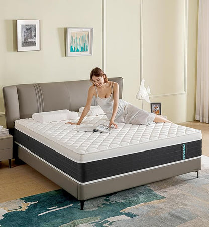 Full Mattresses,Memory Foam Hybrid 10 Inch Full Size Mattress,Black&White Pocket Spring Full Size Black&White Mattress,CertiPUR-US.