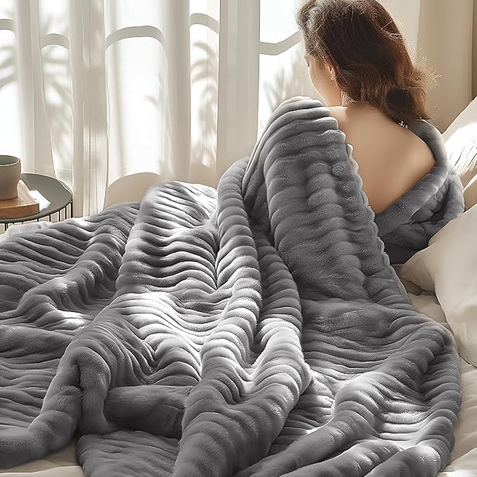 Bedsure GentleSoft Frost Gray Twin Blanket for Bed - Cozy Soft Blankets for Women, Cute Large Throws for Girls, 66x90 Inches